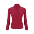 thumbnail image 4 of Rigardu Women Soft Sweater Slim Fit Lightweight Long Sleeve Turtleneck Tops Undershirt Knitted Warm Fitted Fashion Pullover Sweater Wine + One size, 4 of 9