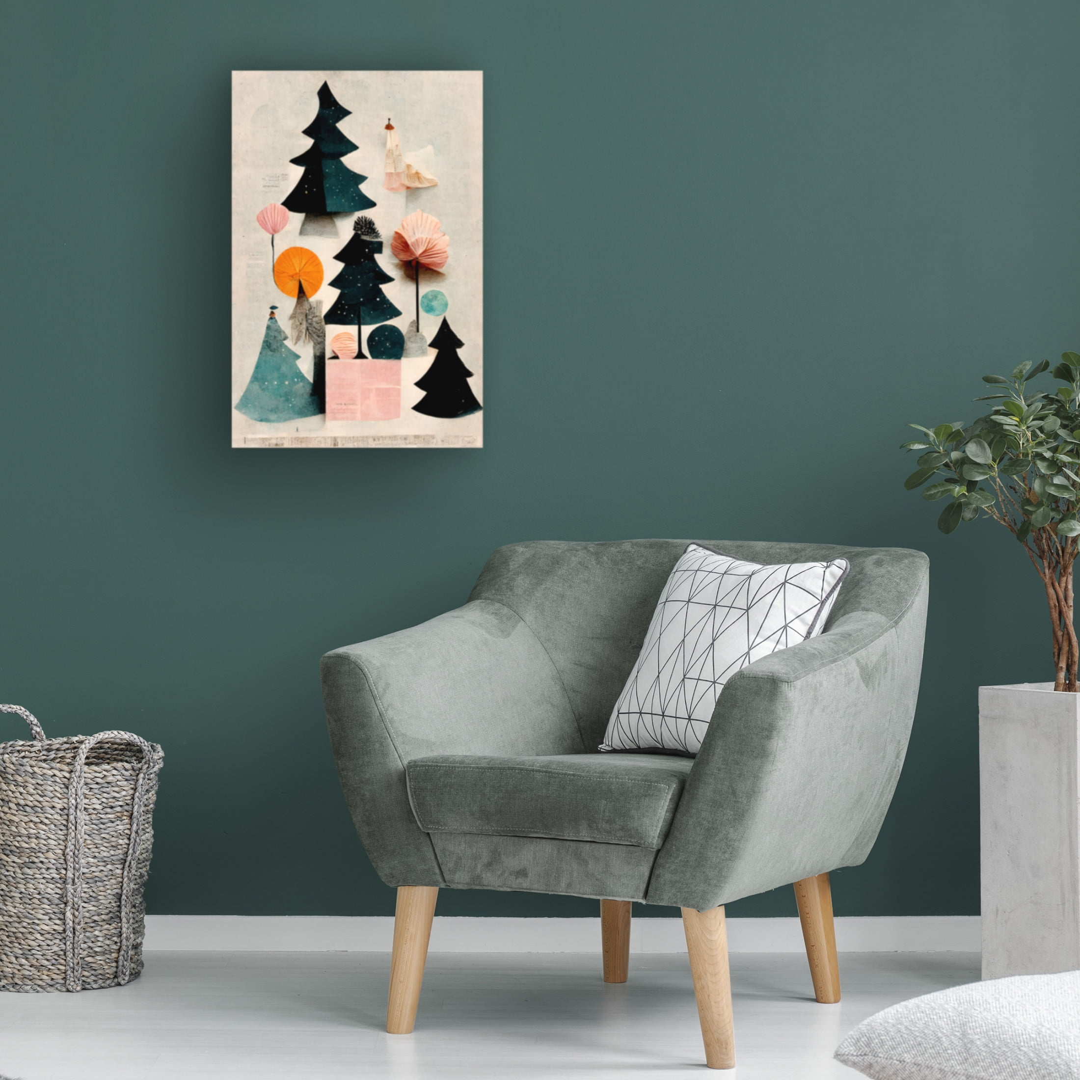 Canvas Wall Art - Treechild 'Cute Pine Tree Composition' Wall Art for Living Room, Bedroom, or Office D?cor by Trademark Fine Art - 12 x 19 Inches