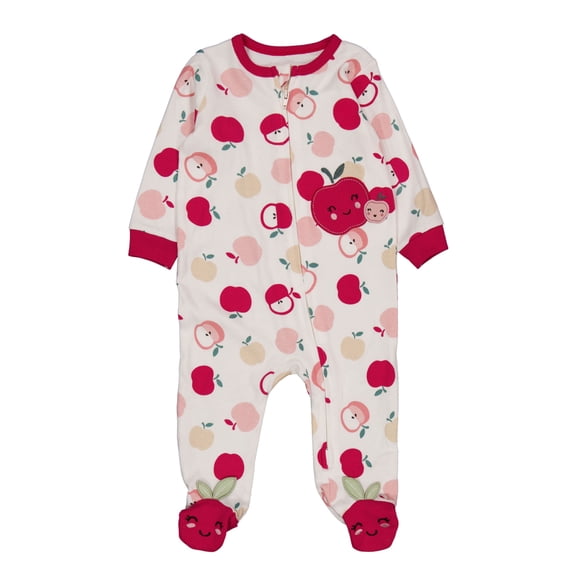 Koala Baby Infant Girls' Apple Print Footed Pajama Romper Color: off white Size: newborn