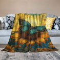 thumbnail image 2 of Orinice Butterfly Sunflower Blanket Gifts for Women Grils Sunshine Floral Flannel Throw Blankets for Home Couch Bed Sofa Soft Fuzzy Lightweight Decor All Season  50x60in, 2 of 6