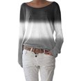 thumbnail image 1 of Off Shoulder Long Sleeve Top for Women Gradient Color T Shirt Color Block Patchwork Blouse Tee Shirt Plus Size, 1 of 2