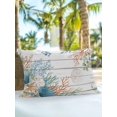 thumbnail image 4 of Outdoor Pillow Waterproof 1 Pack, Beach Coastal Patio Throw Pillows for Couch Bed Sofa with Insert, Summer Nautical Coral Shell Botanical Vintage Decorative Travel/Reading Pillow Set 12x20 Inch, 4 of 6