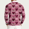 thumbnail image 4 of Fgvctg Mens Valentine's Day Sweater Ribbed Knit Crewneck Sweaters Love Heart Print Romantic Pullover Slim Fit Long Sleeve Sweater Oversized Spring Blouses Hot Pink 4XL, 4 of 5