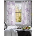 thumbnail image 3 of Purple White Floral Sheer Curtains 39 Inch Length 2 Panels Set for Living Room/Bedroom, Spring Botanical Leaves Farmhouse Kitchen Curtains Grommet Semi-Sheer Curtains Window Treatments 27.5"x39"x2, 3 of 7