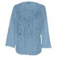 thumbnail image 5 of Fiaer.Long Sleeve Lace Beach Cover up for Women.Womens Plus Size Hollow out Casual Trendy Loose Fit Going out Tops Sky Blue S, 5 of 5