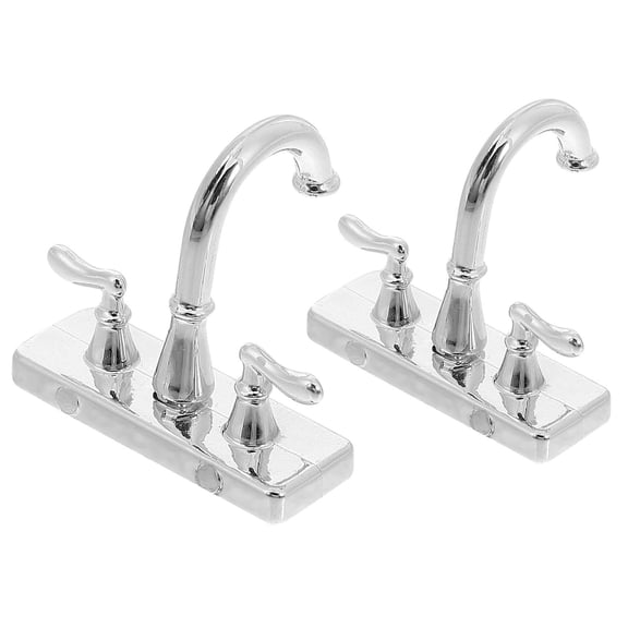 TABLZONE 2pcs Miniature Scene Accessories Mini Faucet Plastic Silver for Collectors Kitchen