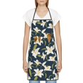 thumbnail image 3 of Pofeuu Lilies Flowers Print Aprons with Pockets, Cute Aprons for Kitchen, Cooking, Server, Barber, Chef Apron, 3 of 7