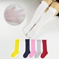 thumbnail image 4 of StSilkitty Girl's Knee High Socks Ruffle Solid Color Breathable Dress Socks Lightweight Soft School Uniform Socks, 4 of 6