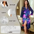 thumbnail image 6 of Yuyamidu Purple Butterfly Bathrobes for Women 3/4 Sleeve Robes Flower Kimono Robe Fashion Nightgown with Waist Belt Lightweight V Neck Sleep Dress Plus Size L, 6 of 7