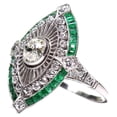 thumbnail image 3 of 925 Sterling Silver Art Deco Diamond Jewelry Natural Gemstone Emerald Ring, 3 of 3