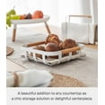 thumbnail image 2 of Yamazaki Home Fruit Basket, White, Steel + Wood, Handles, No Assembly, 2 of 6