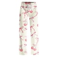 thumbnail image 4 of Women's Comfy Pajama Pants with Red Bow Print, Soft Lounge Sleepwear, Elastic Waist, Relaxed Fit, White, Size Options, 4 of 6