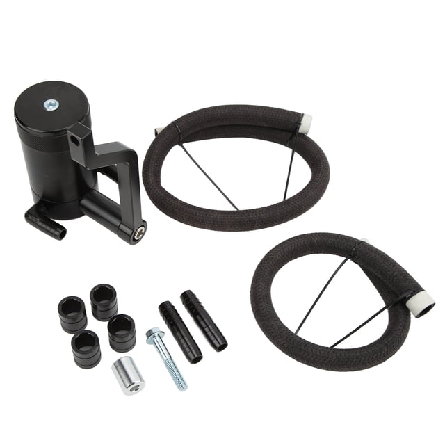 Billet Catch Can, Knurled 6.4L Catch Can Billet Hose Ends Durable For Car Replacement For Charger 2011- Present