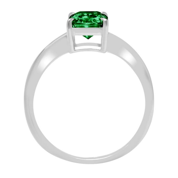 1.75 ct Radiant Cut Simulated Emerald Solitaire Engagement Ring for Women in 18K White Gold