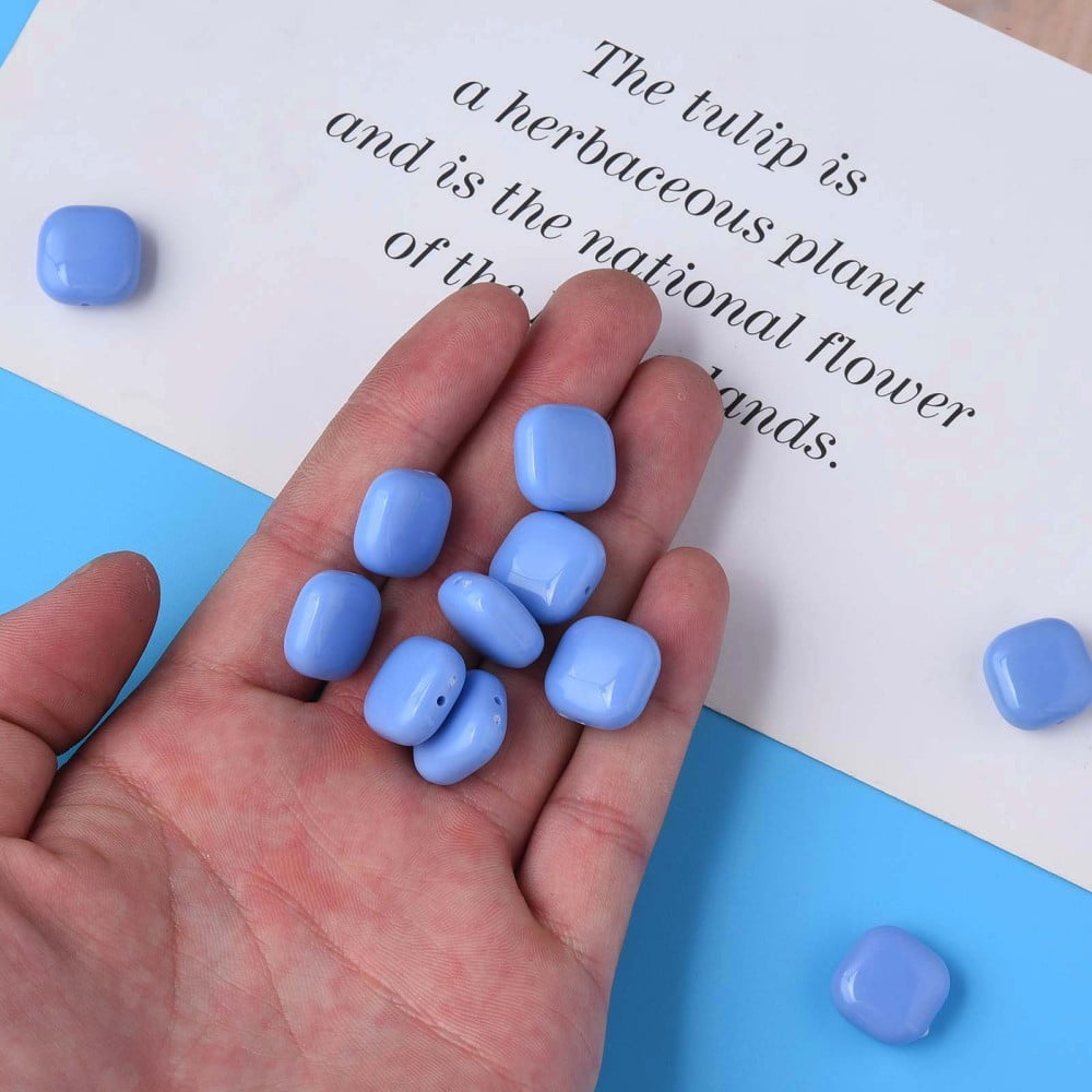 Opaque Acrylic Beads Square Cornflower Blue 15x15x7.5mm Hole: 1.2mm about 375pcs/500g