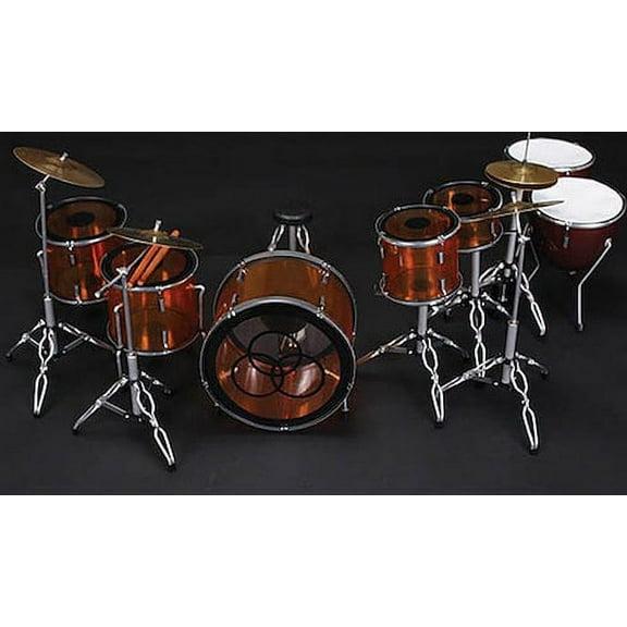 Axe Heaven Vistalite Transparent Amber Led Zeppelin Miniature Drum Set Replica