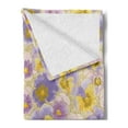 thumbnail image 2 of Floral Soft Flannel Fleece Throw Blanket, Hand Drawn Pansy Flowers Garden Botanical Watercolor Pattern, Cozy Plush for Indoor and Outdoor Use, 70" x 90", Lavender Lilac Yellow, by Ambesonne, 2 of 5