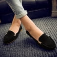 thumbnail image 6 of Buckle Round Toe Flat Loafers Flock Flexible Rubber Outfit All Season Walking Shoes, 6 of 8