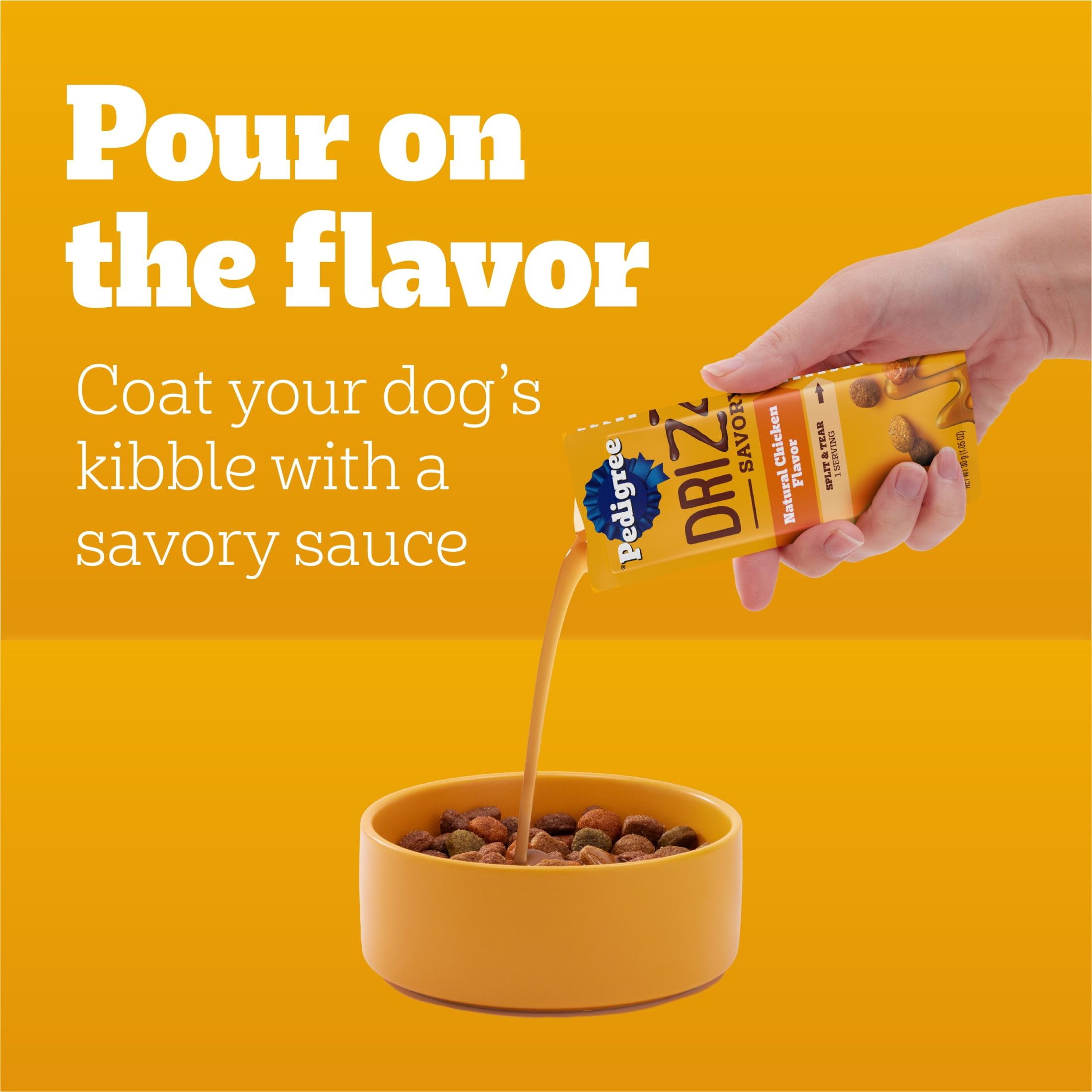 Pedigree Drizzlers Savory Sauce Natural Chicken Flavor, 60g Twin Pouch (22 Count, 48 Servings Total)