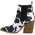 thumbnail image 3 of ARiderGirl Dako Womens Western Cowboy Booties with Stacked Leather Heel Slip on Cow Print Ankle Booties, 3 of 4