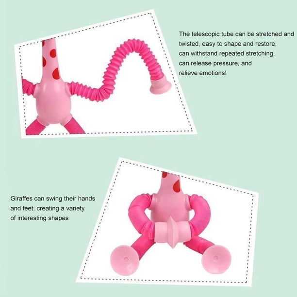 Juguete Jirafa Con Tubo Telescópico Mini jirafa con juguete de descompresión con ventosa para niños pequeños (1 pieza rosa)