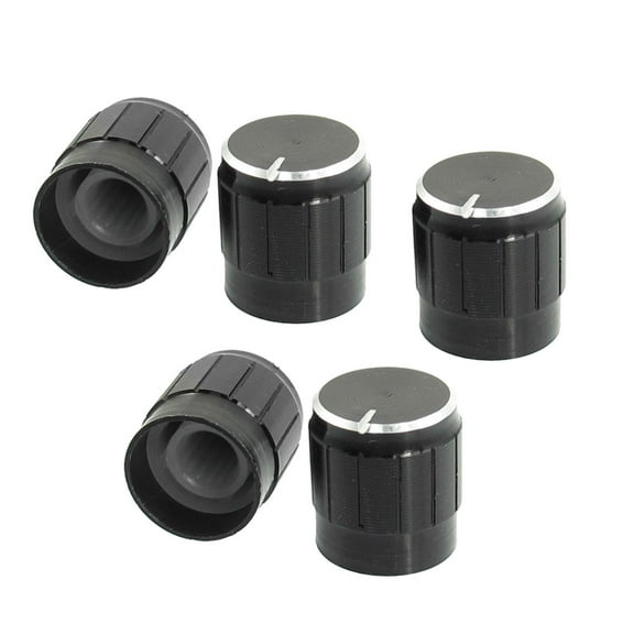 Unique Bargains 5 x Volume Control Rotary Knobs Black for 6mm Dia. Knurled Shaft Potentiometer