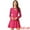 Hot Pink, variant on Unique Bargains Women's Tie Neck Ruffled Mesh Long Sleeve Mini Dress S Hot Pink
