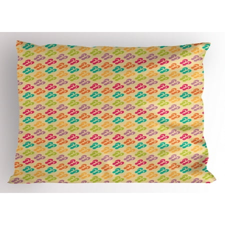 Flip Flop Pillow Sham Minimalist Style Repeating Pattern Pairs Of