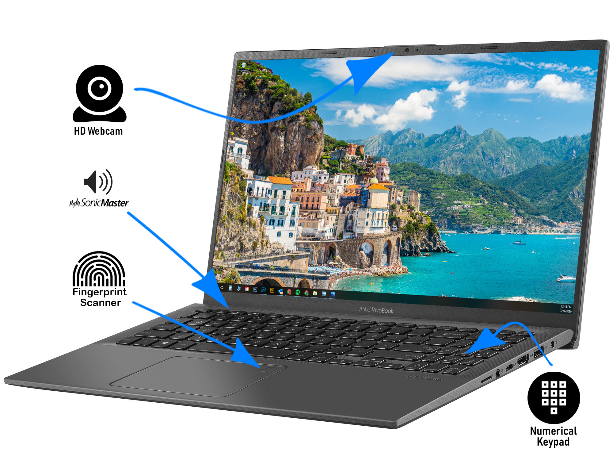 2021 Flagship ASUS VivoBook 15 Thin and Light Laptop I 15.6" FHD Touchscreen Display I 10th Gen Intel Core i3-1005G1 I 4GB RAM 128GB SSD Fingerprint Wifi5 Win 10 - image 3 of 7