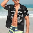 thumbnail image 5 of KLL Men's Hawaiian Shirt Short Sleeve Button Down Beach Shirts-Black White Hat Skull, 5 of 5
