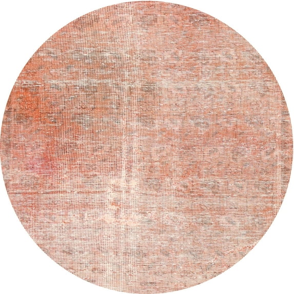 Ahgly Company Indoor Round Traditional Deep Peach Orange Persian Area Rugs, 3' Round