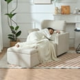 thumbnail image 2 of Modern Oversized Accent Chair with Storage Ottoman in Fabric, Living Room Chair for Relaxation & Style,Beige+Grey, 2 of 13