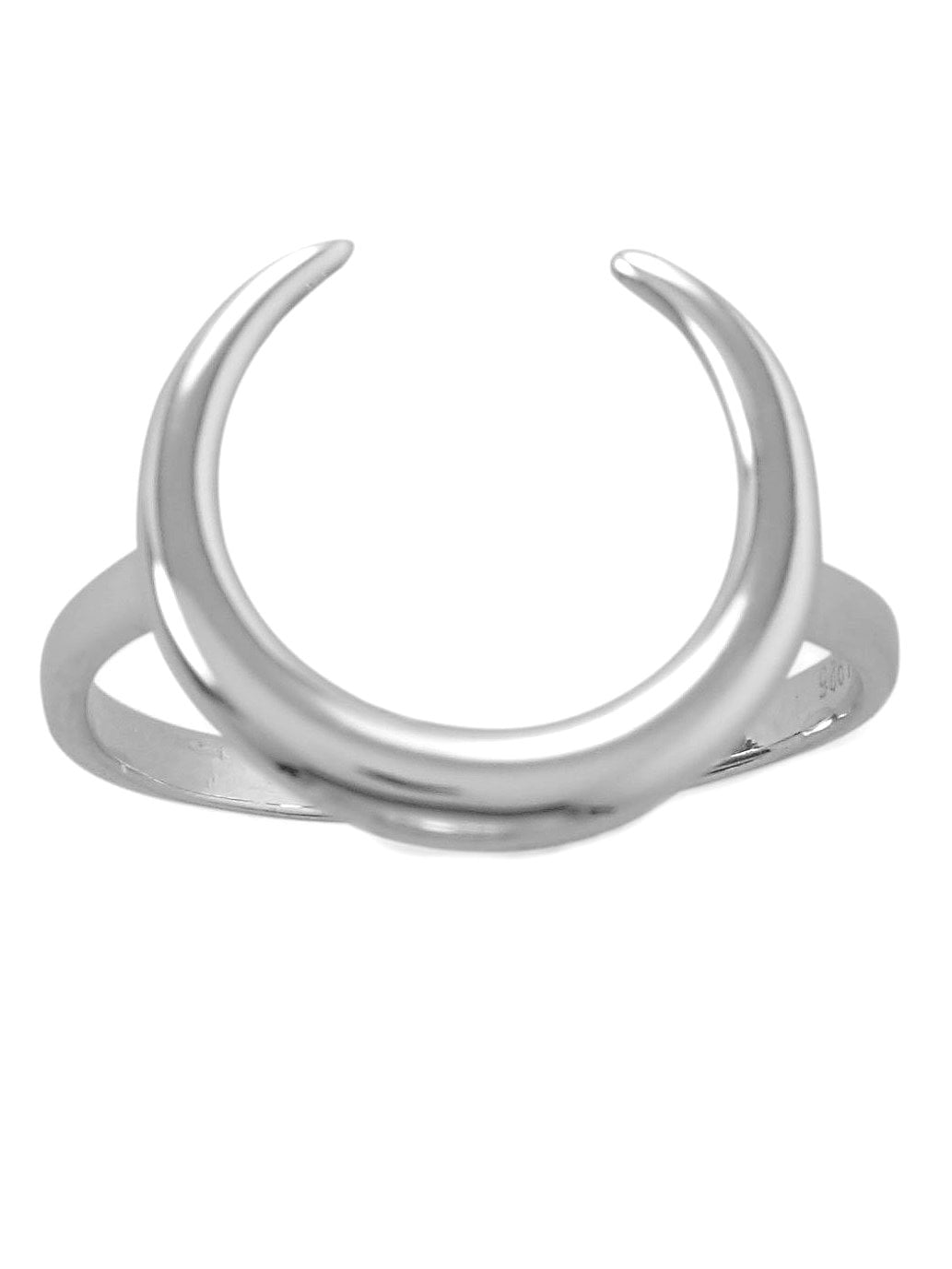 Crescent Moon Ring Polished Sterling Silver Naja Symbol Crescent Moon Ring Polished Sterling Silver Naja Symbol