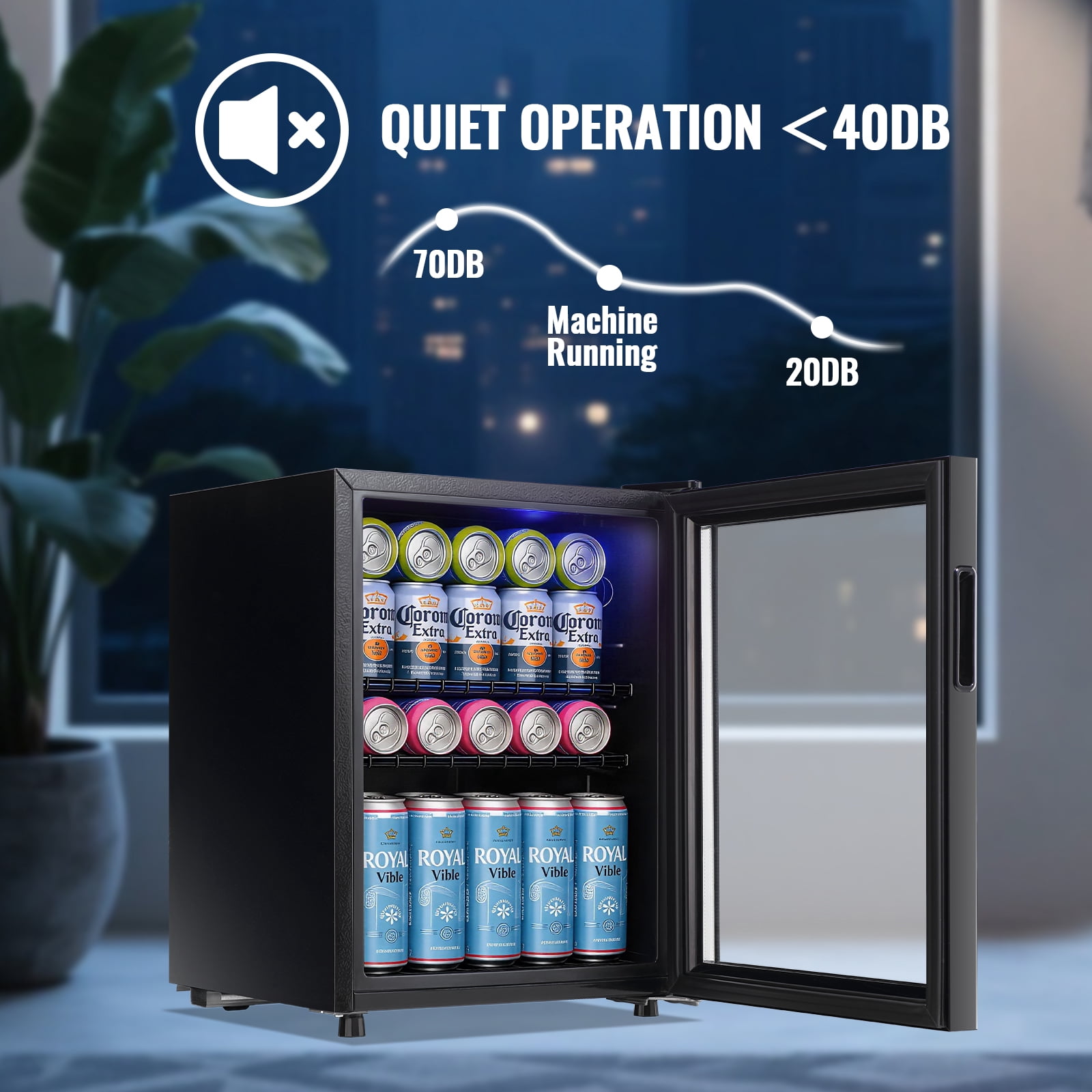 TACOOL Small Beverage Cooler 95 Can Beverage Refrigerator Cooler, 2.8Cu.Ft Drink Mini Fridge Glass Door for Soda Beer Black
