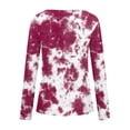 thumbnail image 5 of VALMASS Womens Scoop Neck Henley Tops Button Long Sleeve Tie-Dye Slim Undershirts Casual Ribbed Knit Shirts (2XL, Red), 5 of 5