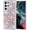 thumbnail image 2 of Compatible with Galaxy S23 Ultra Bling Diamond Case for Women Girls Girly Glitter Shiny 3D Crystal Rhinestone Case Fashion Luxury Double Color Sparkly Gemstone Soft TPU Cover, 2 of 6