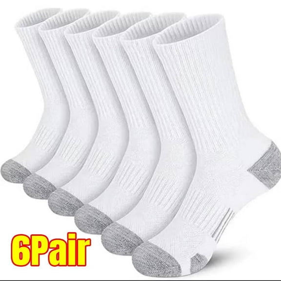 6Pair Socks Athletic Crew Socks Cushion Running Socks Performance Breathable Sports Socks for Men