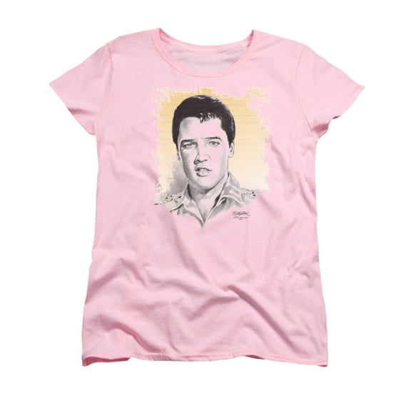 Trevco ELV580-WT-3 Elvis Presley & Matinee Idol Womens Short Sleeve T-Shirt, Pink - Large
