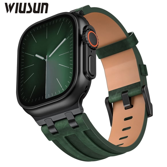 Leather Band for Apple Watch series 11 10 9 8 7 6 5 4 3 Ultra 3/Ultra 2 Bands 49mm 46mm 45mm 44mm 42mm, Top Leather Designer Replacement Strap for iWatch Ultra 3 2 1 SE