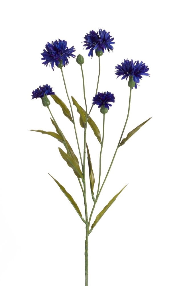 Realistic Faux Silk Corn Wild Flowers 1 Lrg Blue Artificial Cornflower Spray 