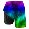 thumbnail image 4 of Men's Swim Trunks Glowing Gradient Quick Dry 2 In 1 Swim Shorts Board Shorts With Pockets Beach Swimwear Light Pink L, 4 of 4