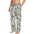 thumbnail image 2 of Uemuo Winter Forest Animals Pattern Men's Wide Leg Palazzo Lounge Pants with Pockets Light Weight Loose Comfy Casual Pajama Pants-XX-Large, 2 of 9