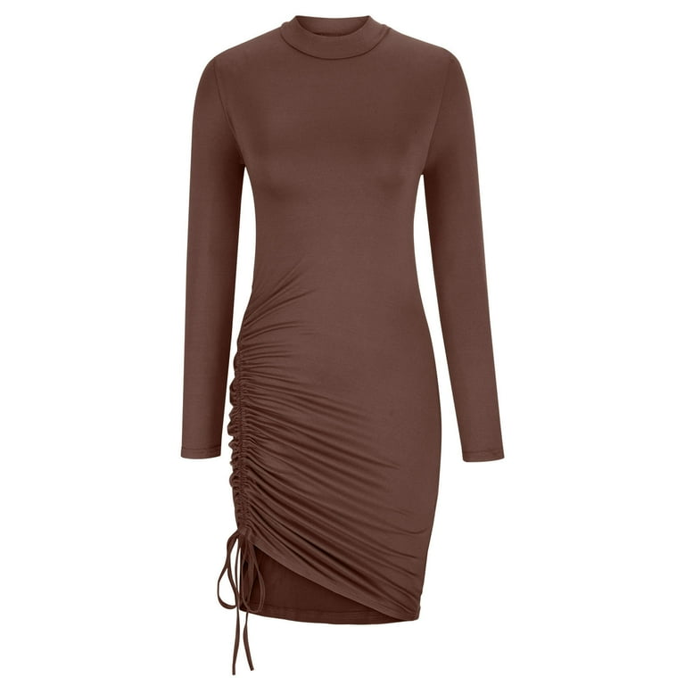 blue dress for baby girl Ribbed Knit Asymmetric Long Sleeve Bodycon Long Dress main image 1