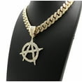 thumbnail image 2 of Hip Hop Style Jewelry ANARCHY Charm Pendant 13mm 20" Box Lock Miami Cuban Chain Bling Gold Plated Necklace, 2 of 5