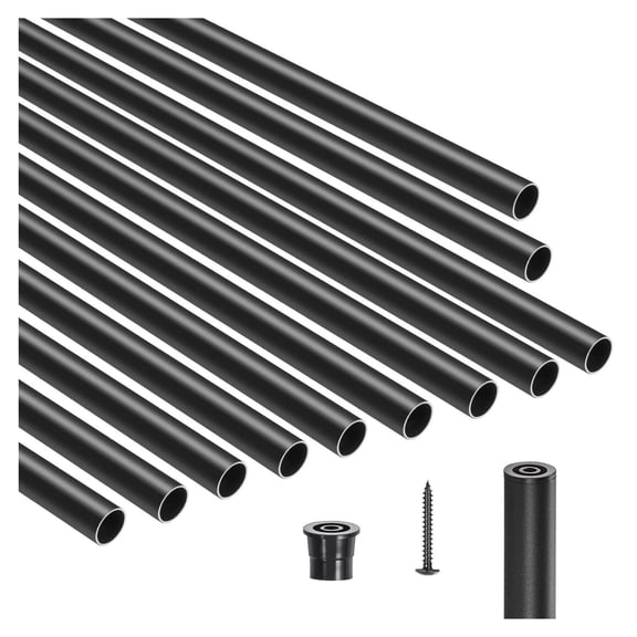Aluminum Stair Balusters 101 Pack, 32 Inch Black Metal Spindle Railing - Waterproof Deck Railing Kit with Caps & Screws for Staircase, Porch, Patio, Fence