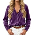 thumbnail image 4 of Dvprdro Womens Corduroy Shirt Button Down Collared Long Sleeve with Pockets Solid Casual Fall Tops, 4 of 8