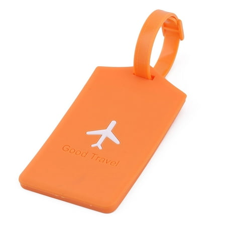 Rectangle Name Tags - Unique Bargains Silicone Rectangle Travel Bag Label Luggage Tag Name Address Card Holder Orange