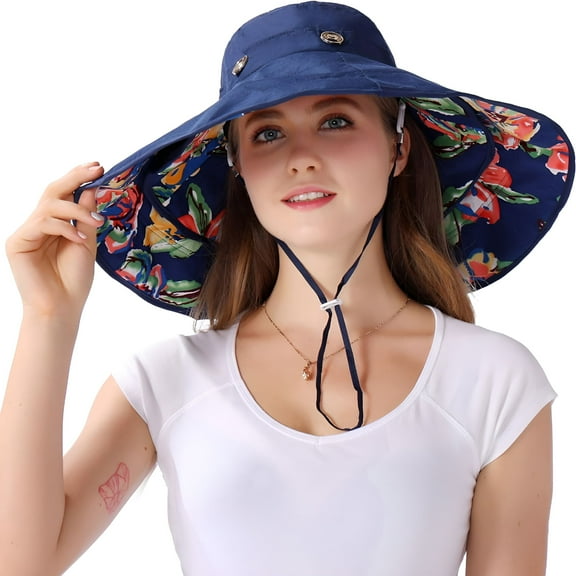 TELOLY Extra Large Brim Floppy Sun Hat UPF 50 Packable