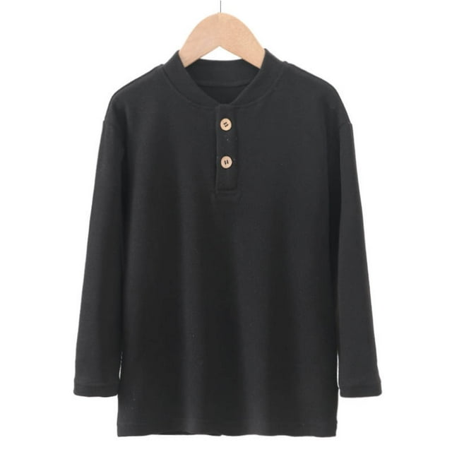 YUNAFFT Chemise à Manches Longues Unie pour Enfants 3-17 Ans Unisexe Basique Col Rond Style Décontracté Polyvalent