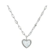 LBECLEY Womens Statement Necklaces 925 Sterling Silver Friary Love Necklace Female New Temperament Unique Design Sense Of White Heart Collar Bone Chain Fashion Necklace Choker with Pendant Silver